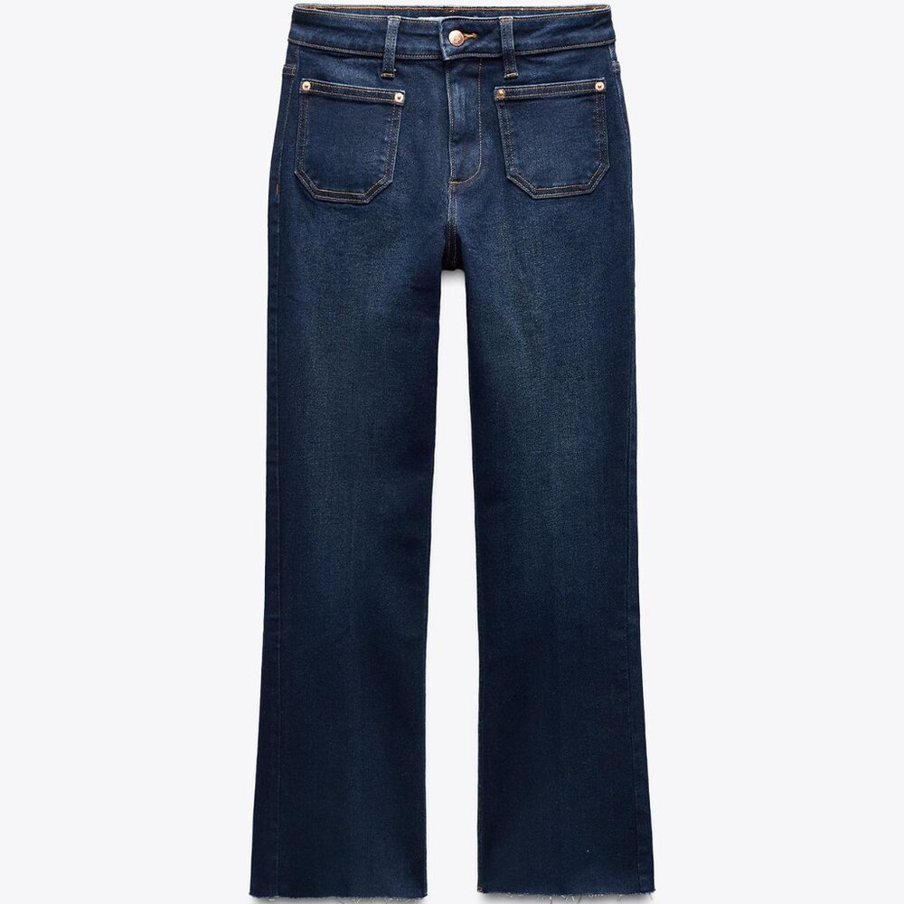 High-Waisted Mini Flare Jeans